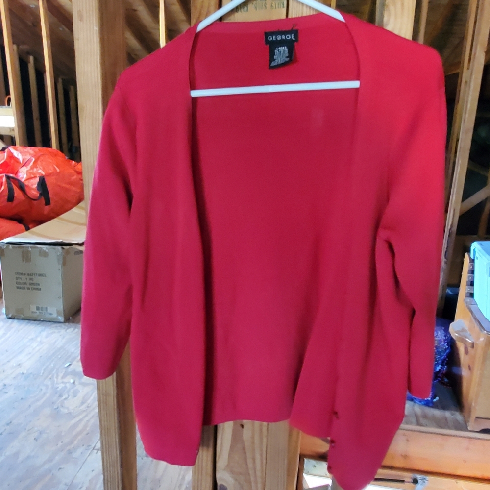 Red cardigan